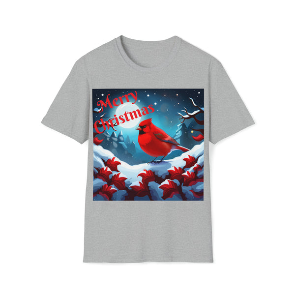 Merry Christmas Tee with Red Bird