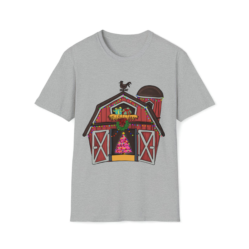 Red Barn Christmas tee