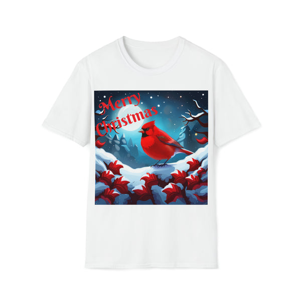 Merry Christmas Tee with Red Bird