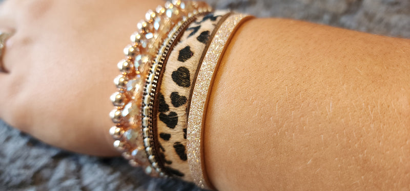 Leopard & Beaded Bracelet