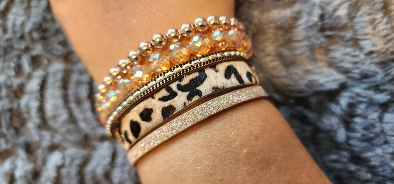 Leopard & Beaded Bracelet