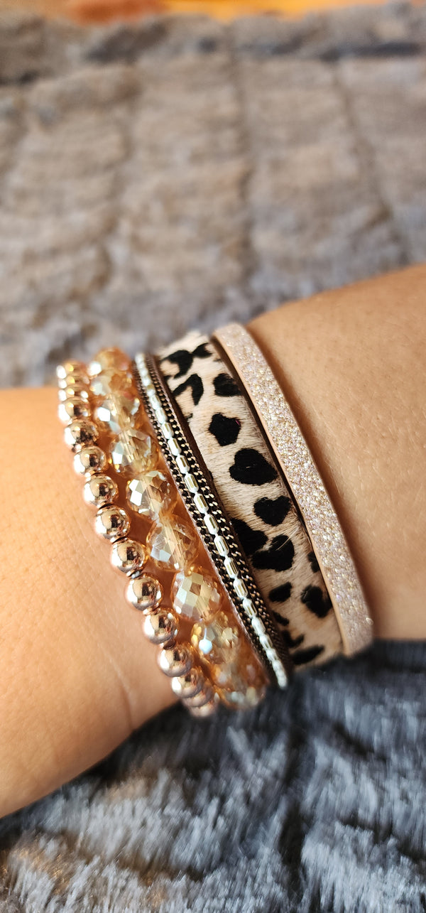 Leopard & Beaded Bracelet