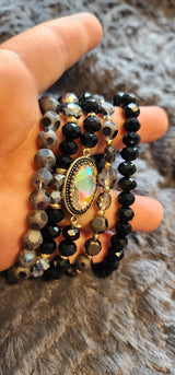 Crystal Beaded Stacked Bracelets