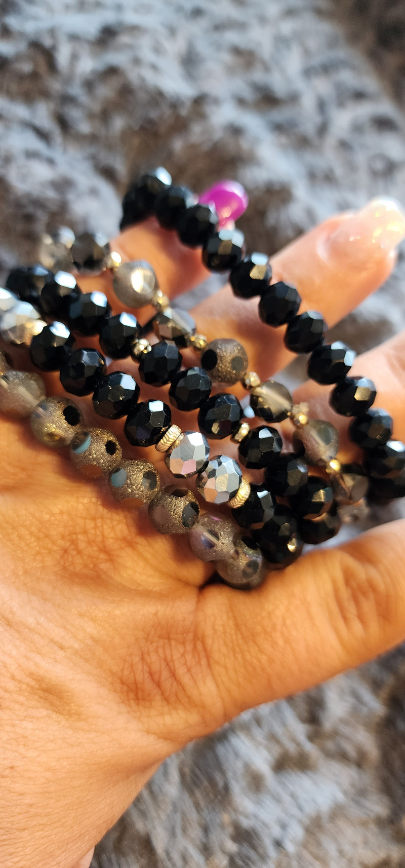 Crystal Beaded Stacked Bracelets