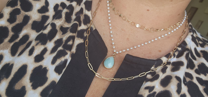 Layered Turquoise Teardrop Neclace