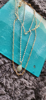 Layered Turquoise Teardrop Neclace