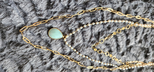 Layered Turquoise Teardrop Neclace