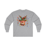 Christmas Lights Highland Cow Long Sleeve Tee